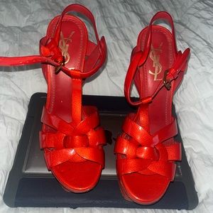 Red ysl tribute patent leather sandals, 100 % authentic, size 37